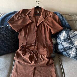 R & M Richards Rust Blazer and Skirt Set